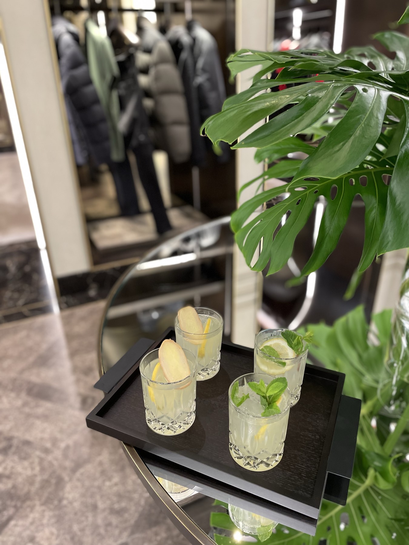 Cocktails served on a tray