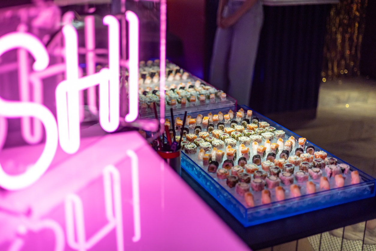 Sushi served at an event